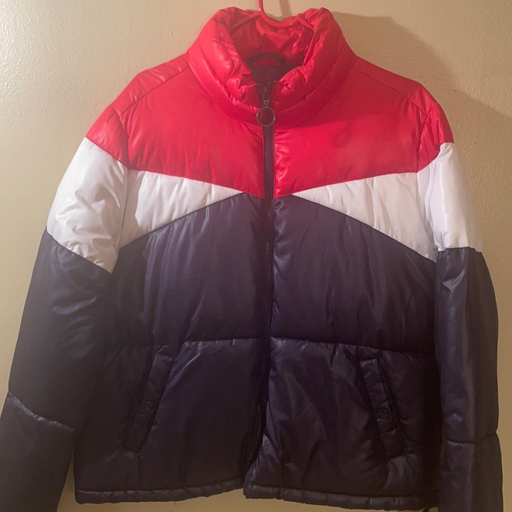NWOT C SONO Quilted Red White & Blue Jacket; lightweight with pockets